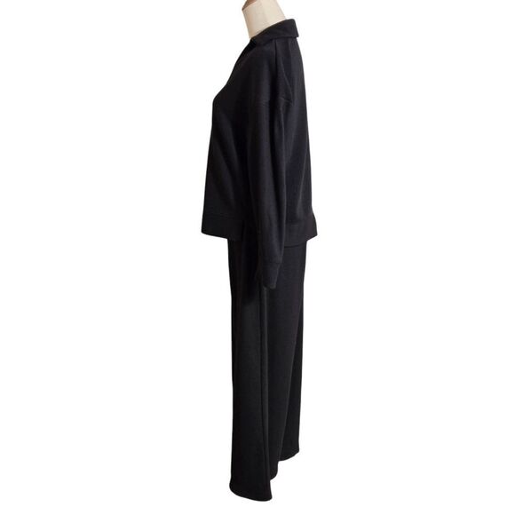 Adrianna Papell Black Stretch Basic Shirt And Cropped Pants Set - Picture 4 of 9